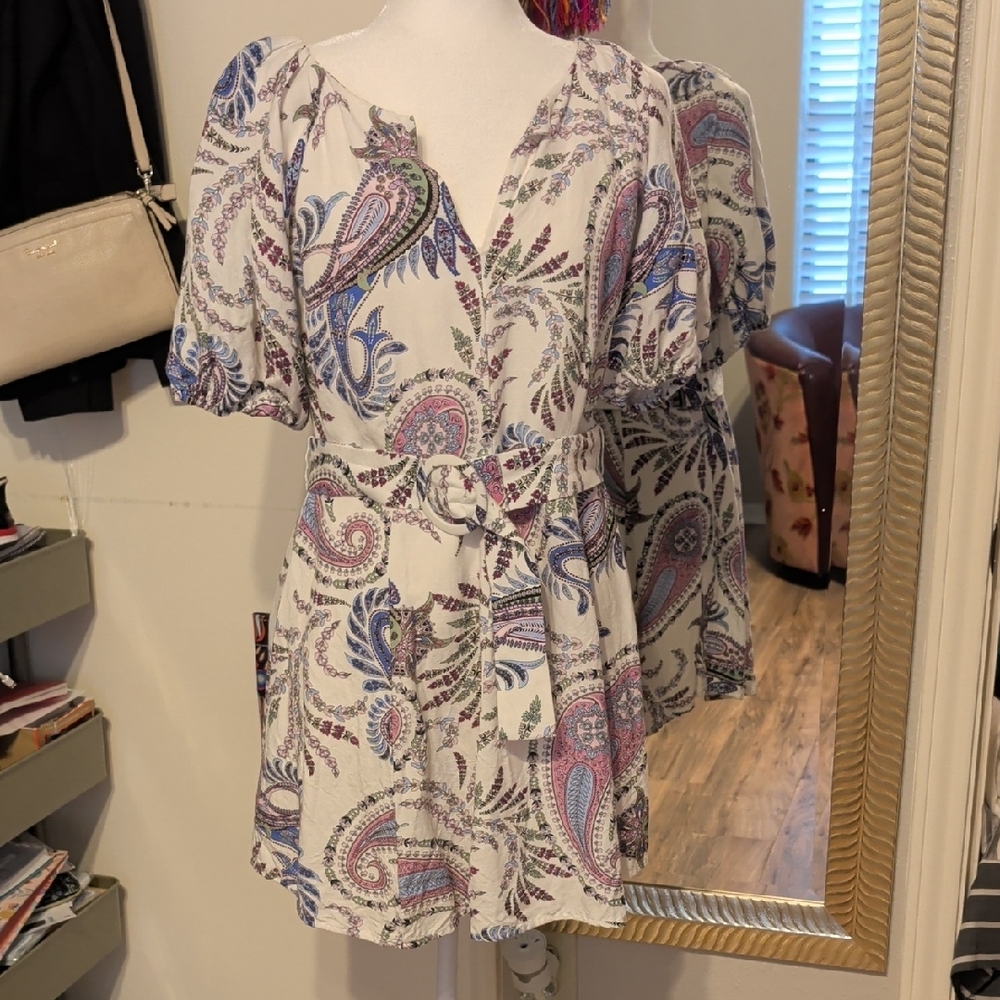 LOFT Paisley Print Mini Dress - Purple and Blue